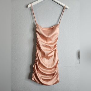 Oh Polly Rose Gold Satin Mini Dress